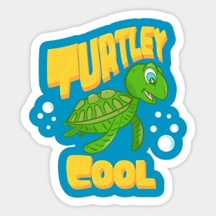 Turtley Cool Cute Funny Adorable Sea Turtle Cartoon Character Sticker